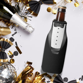 Bachelor Party Groomsman Team Groom zwarte tuxedo Flesjeskoeler