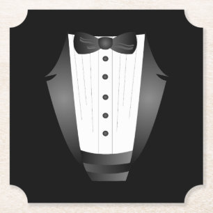 Bachelor Party Groomsman Team Groom zwarte tuxedo Kartonnen Onderzetters