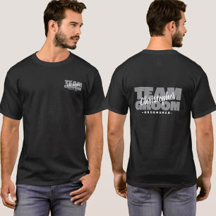 Bachelor Party Groomsman's Naam Team Groom Grey T-shirt