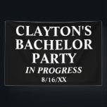 Bachelor Party in Progress Banner<br><div class="desc">Kondig de ultieme viering aan met onze "Bachelor Party In Progress Banner". Pas het aan met de naam van de aanstaande bruidegom en de datum van de gebeurtenis. Laat iedereen weten dat het feest is begonnen, en maak je klaar voor een avondje plezier. Bestel vandaag nog onze gepersonaliseerde banner en...</div>