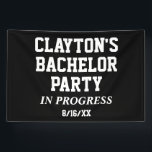 Bachelor Party in Progress Banner<br><div class="desc">Kondig de ultieme viering aan met onze "Bachelor Party In Progress Banner". Pas het aan met de naam van de aanstaande bruidegom en de datum van de gebeurtenis. Laat iedereen weten dat het feest is begonnen, en maak je klaar voor een avondje plezier. Bestel vandaag nog onze gepersonaliseerde banner en...</div>