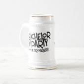 Bachelor Party in wording Beer Stein Bierpul (Voorkant links)