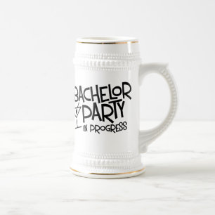 Bachelor Party in wording Beer Stein Bierpul