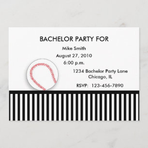 Bachelor Party Invitation Black White Baseball Kaart