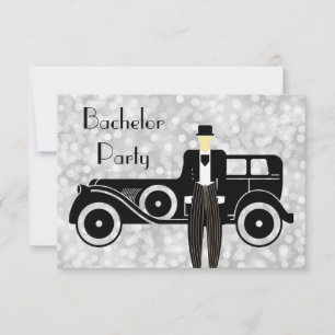 Bachelor Party Invitation Gatsby Vintage Car Kaart