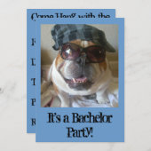 Bachelor Party Invitations Funny English Bulldog Kaart (Voorkant / Achterkant)