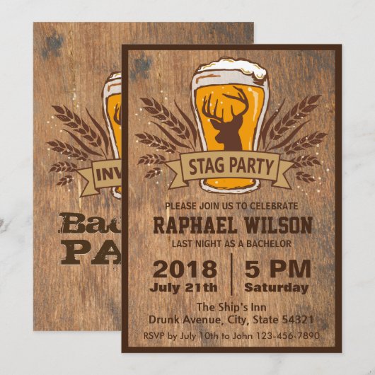 Bachelor Party Kaart voor barbeel- en trapsgewijze (Voorkant / Achterkant)