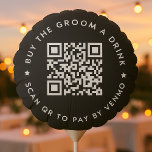 Bachelor Party koopt Groom een Drink QR code Black Ballon<br><div class="desc">Een simpele aangepaste zwarte "Koop de Groom a Drink" Bachelor Party QR code ronde ballon in een moderne minimalistische stijl met een sterdetail. De sjabloon kan gemakkelijk met uw code QR en douanetekst worden bijgewerkt,  bijvoorbeeld. scan QR om te betalen door Venmo. #bachelorparty #buythegroomadrink #QRcode #decor #ballloon</div>