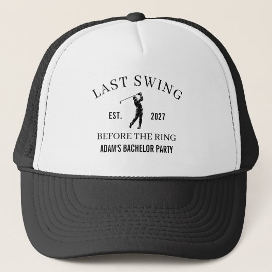 Bachelor Party Laatste Swing Voor de Ring Golf Sam Trucker Pet (Voorkant)