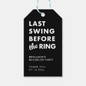 Bachelor Party Laatste Swing Voor de Ring Minimaal Cadeaulabel (Voorkant)