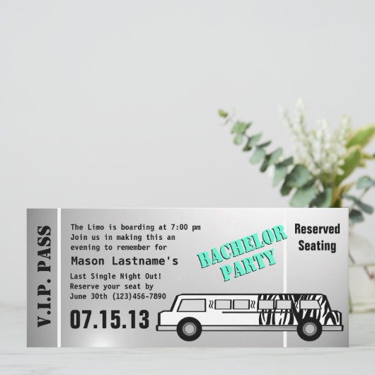 Bachelor Party Limo Pas Kaart (Staand voorkant)