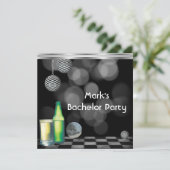 Bachelor Party Mannen Drinken zwart-wit zilver Kaart (Staand voorkant)