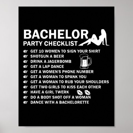Bachelor Party Mannen Ondeugende Checklist Krijgen Poster (Voorkant)