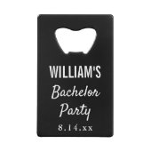 Bachelor Party Modern Typography Wedding Favor Creditkaart Flessenopener (Achterkant)