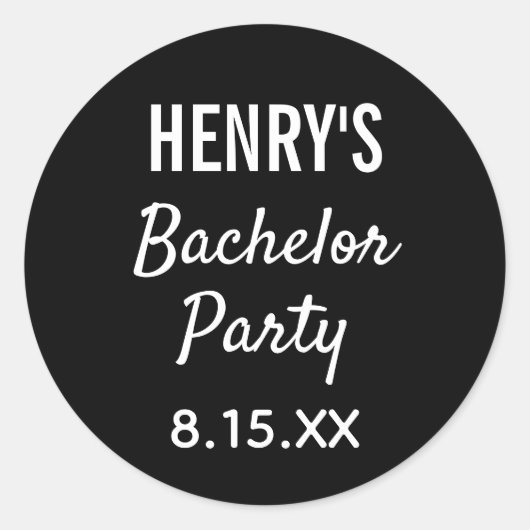 Bachelor Party Modern Typography Wedding Ronde Sticker (Voorkant)