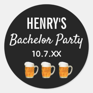 Bachelor Party Modern Wedding Favor Beer Cheers Ronde Sticker