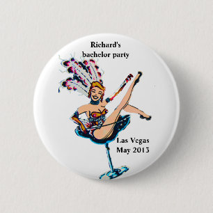 Bachelor Party naamplaatge Vegas Casino Theme Ronde Button 5,7 Cm