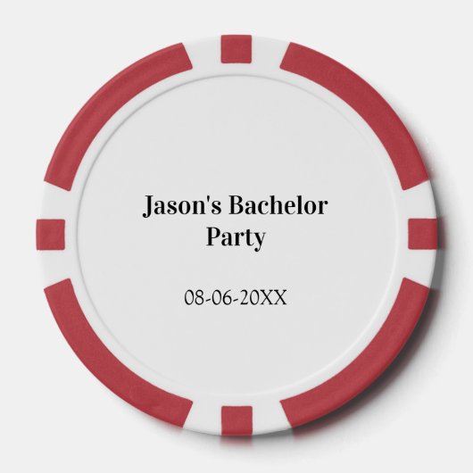 Bachelor party name date simple minimal best man  poker chips (Voorkant)