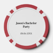 Bachelor party name date simple minimal best man  poker chips (Achterkant)