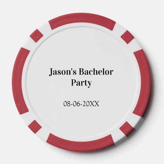 Bachelor party name date simple minimal best man  poker chips (Achterkant)