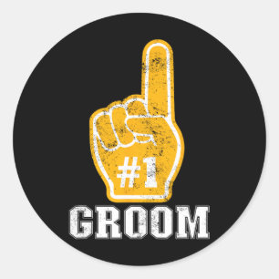 Bachelor Party Oranje Schuim Vinger Bruidegom 1 Ronde Sticker