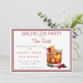 Bachelor Party Ouderwetse Drink Witte Rand Kaart (Staand voorkant)