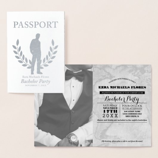Bachelor Party paspoort zilveren folie Kaarten (Display)