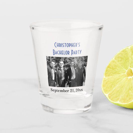 Bachelor Party Photo Weddenschap Favor Shot Glas (Voorkant)