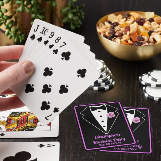 Bachelor Party Poker Night Black Tux Lavender Pokerkaarten (Insitu)