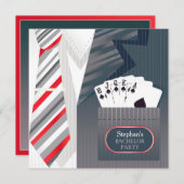 Bachelor Party Poker Suit Flat Invitation Kaart (Voorkant / Achterkant)