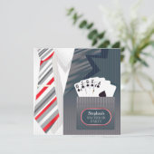 Bachelor Party Poker Suit Flat Invitation Kaart (Staand voorkant)