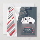 Bachelor Party Poker Suit Flat Invitation Kaart (Voorkant)