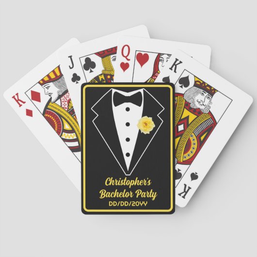Bachelor Party Poker Zwart Tuxedo Boter Geel Pokerkaarten (Achterkant)