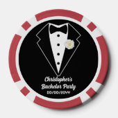 Bachelor Party Poker Zwarte Smoking Rode Roos  Poker Chips (Achterkant)
