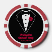 Bachelor Party Poker Zwarte Tuxedo Rode Roos Poker Chips (Voorkant)