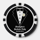 Bachelor Party Poker Zwarte Tuxedo Witte Roos Poker Chips (Voorkant)