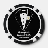 Bachelor Party Poker Zwarte Tuxedo Witte Roos Poker Chips (Achterkant)