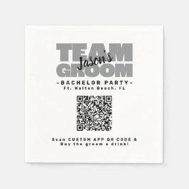 Bachelor Party QR Code Drink Kopen Team Bruidegom  Servet