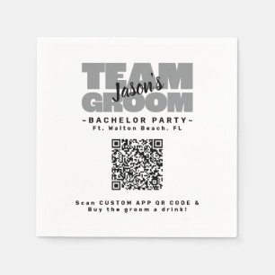 Bachelor Party QR Code Drink Kopen Team Bruidegom  Servet