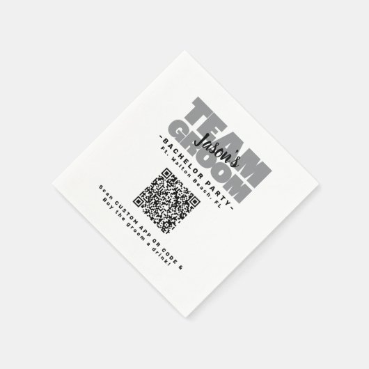 Bachelor Party QR Code Koop Drink Team Groom Brews Servet (Hoek)