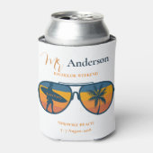 Bachelor Party Retro zonnebril Surf Palm Trees Blikjeskoeler (Blikje Voorkant)