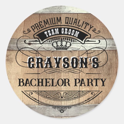 Bachelor Party Rustic Ronde Sticker (Voorkant)