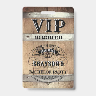 Bachelor Party Rustic VIP Pas Badge