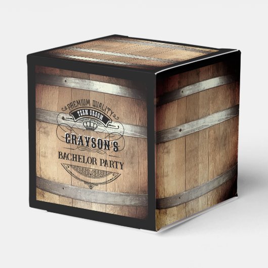 Bachelor Party Rustic Whiskey Barrel Bedankdoosjes (Achterkant)