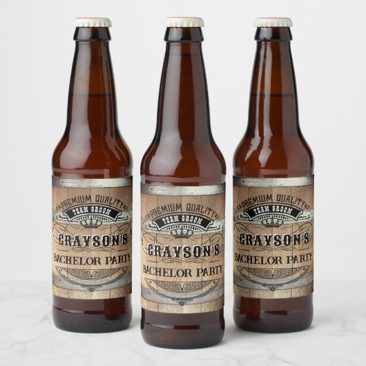Bachelor Party Rustic Whiskey Barrel Bier Etiket (Flessen)