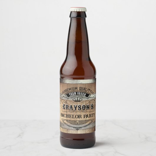 Bachelor Party Rustic Whiskey Barrel Bier Etiket (Voorkant)