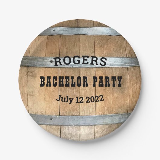 Bachelor Party Rustic Whiskey Barrel Papieren Bordje (Voorkant)