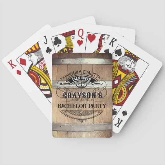 Bachelor Party Rustic Whiskey Barrel Pokerkaarten (Achterkant)