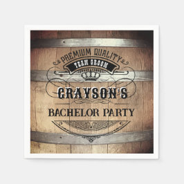 Bachelor Party Rustic Whiskey Barrel Servet