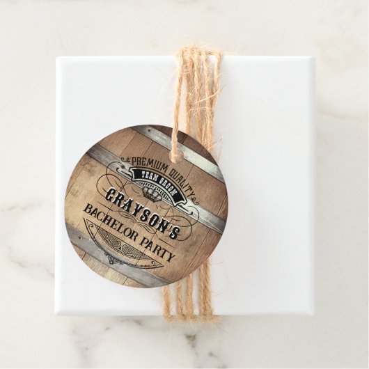 Bachelor Party Rustic Whiskey Bedankjes Labels (In situ)